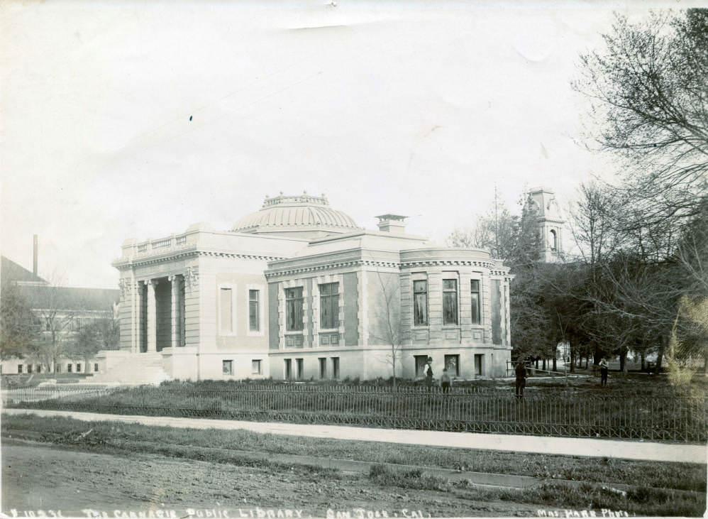 Exterior view of the Carnegie Library, San Jose's main public library, 1903