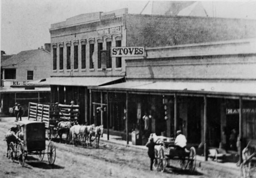 Intersection of First Street and El Dorado Street, 1862