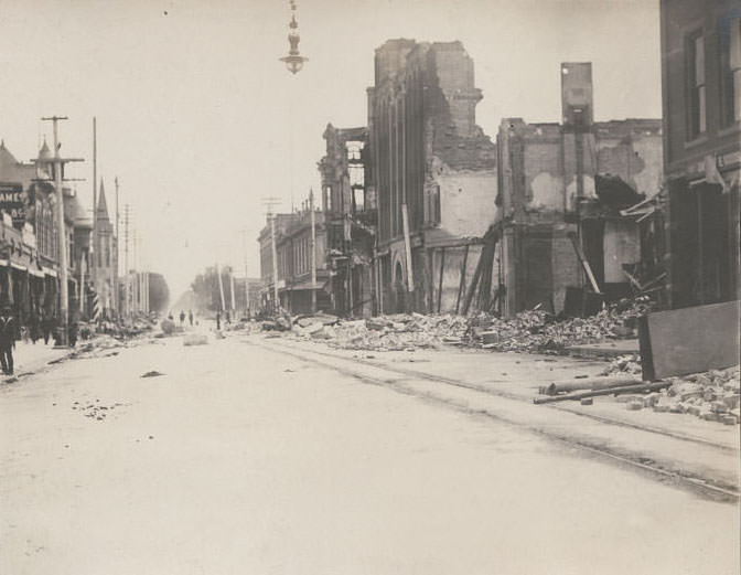 S. Second Street, Ruins after the Fire. San Jose, 1906