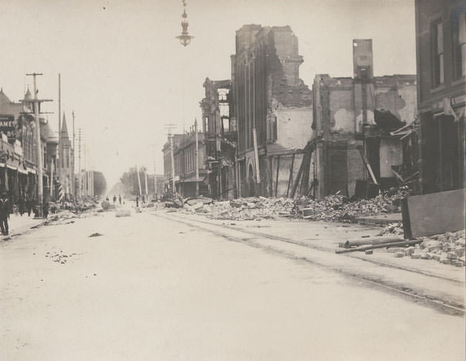 S. Second Street, Ruins after the Fire. San Jose, 1906
