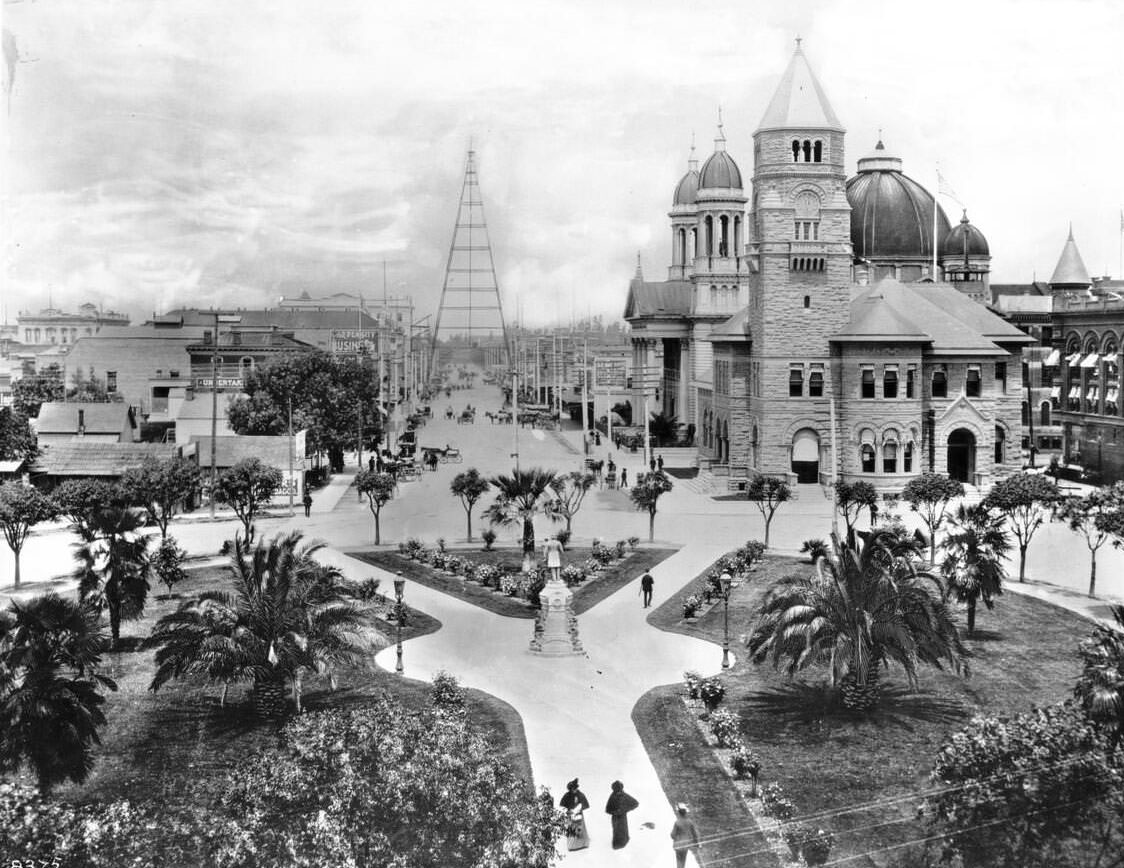 View of San Jose Post Office from Plaza Park, 1907