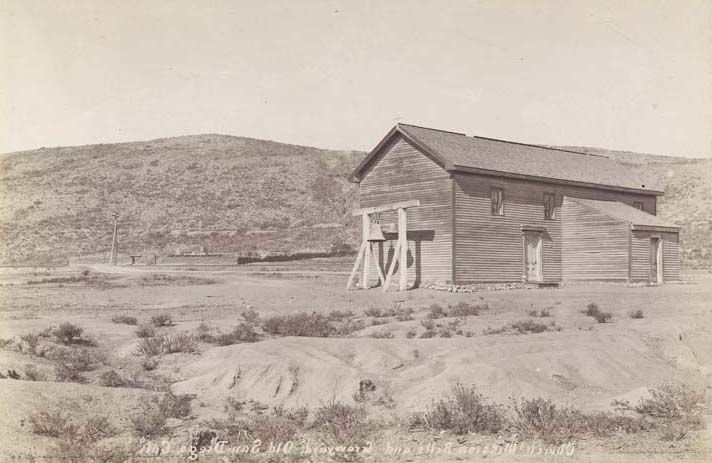 Church, Mission bells, and Graveyard, 1885