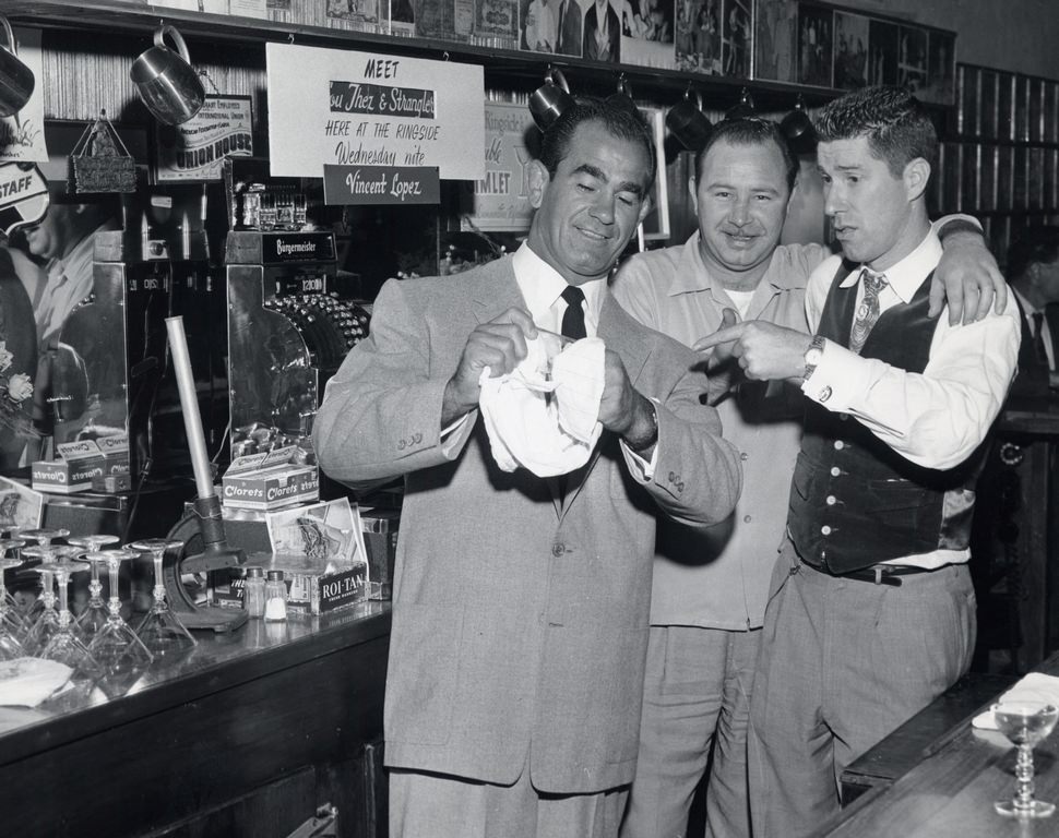 Lou Thesz behind the bar at the Ringside, 1958