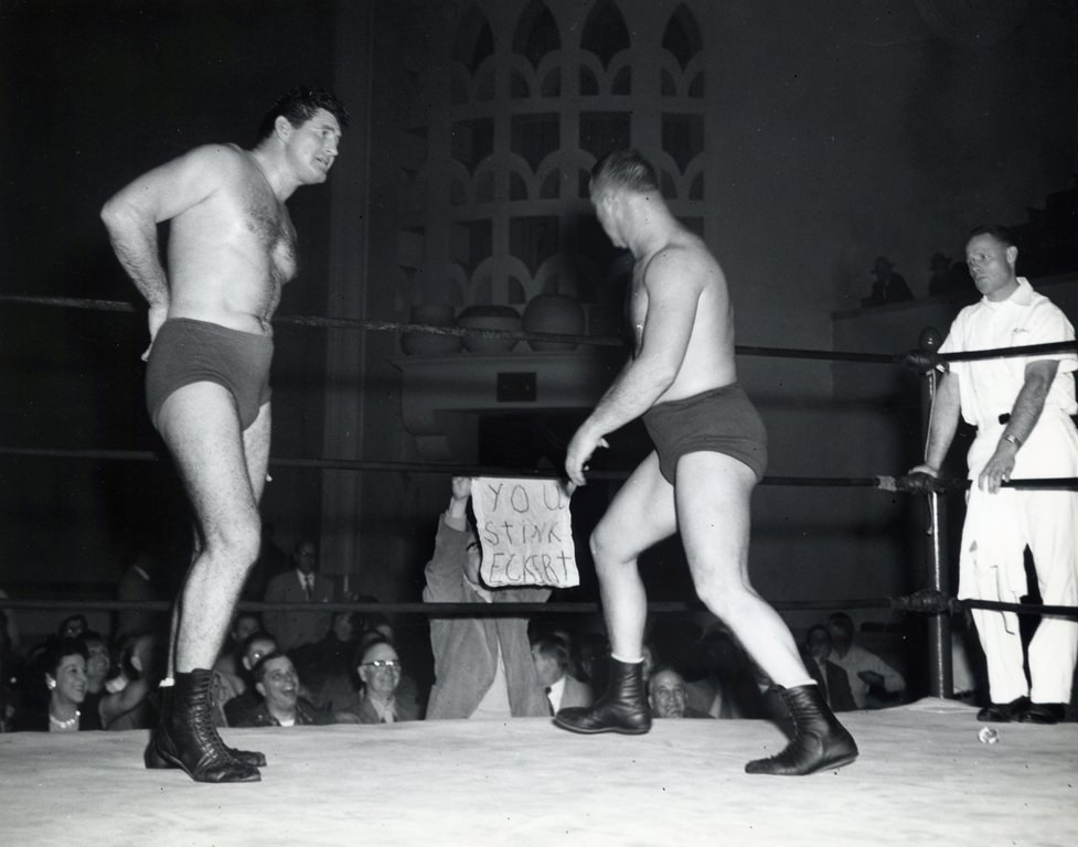 Tiny Mills versus Ray Eckert at the San Jose Civic Auditorium, 1953