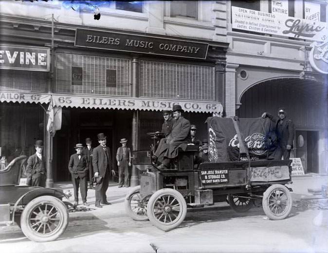 Eilers Music Co., with San Jose Transfer truck, 1900s