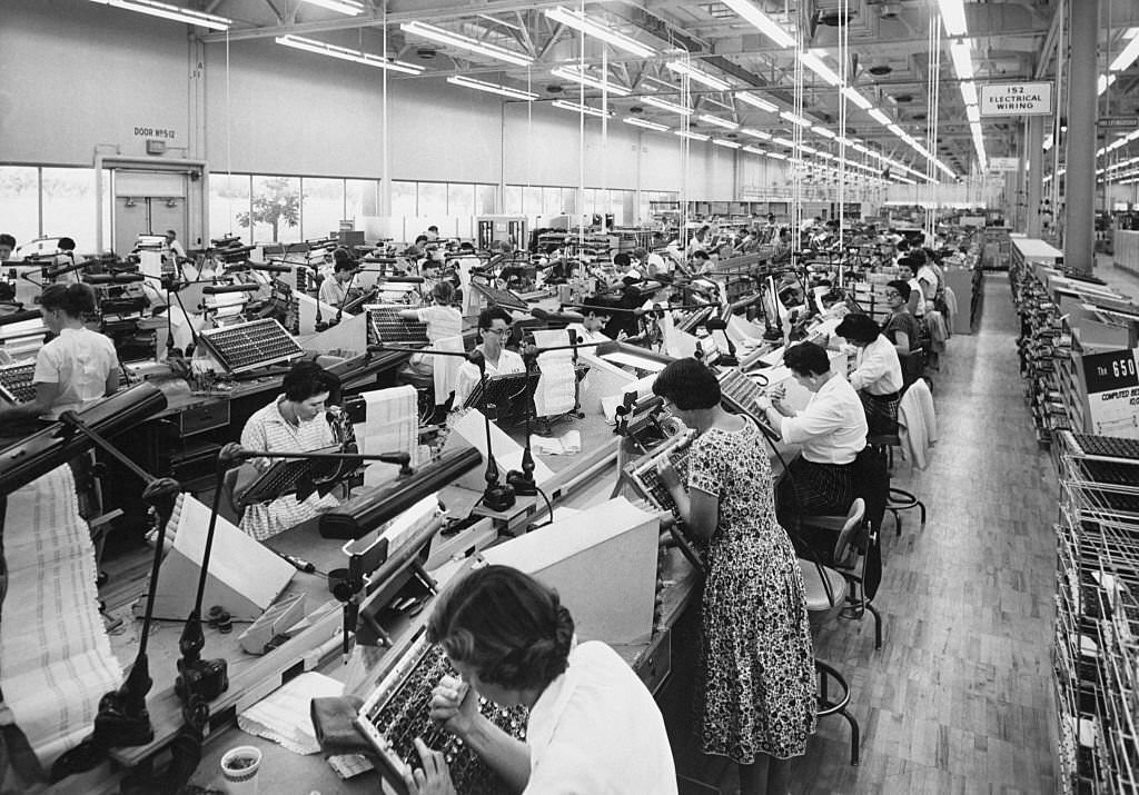 Assembly Line at IBM, San Jose, 1950s