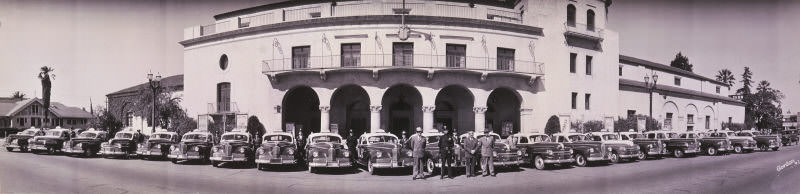 San Jose Civic Auditorium and Mission Taxicabs, 1947