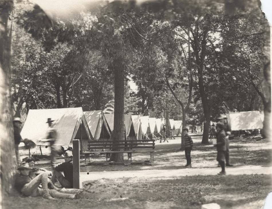 Militia in St. James Park, San Jose, 1906