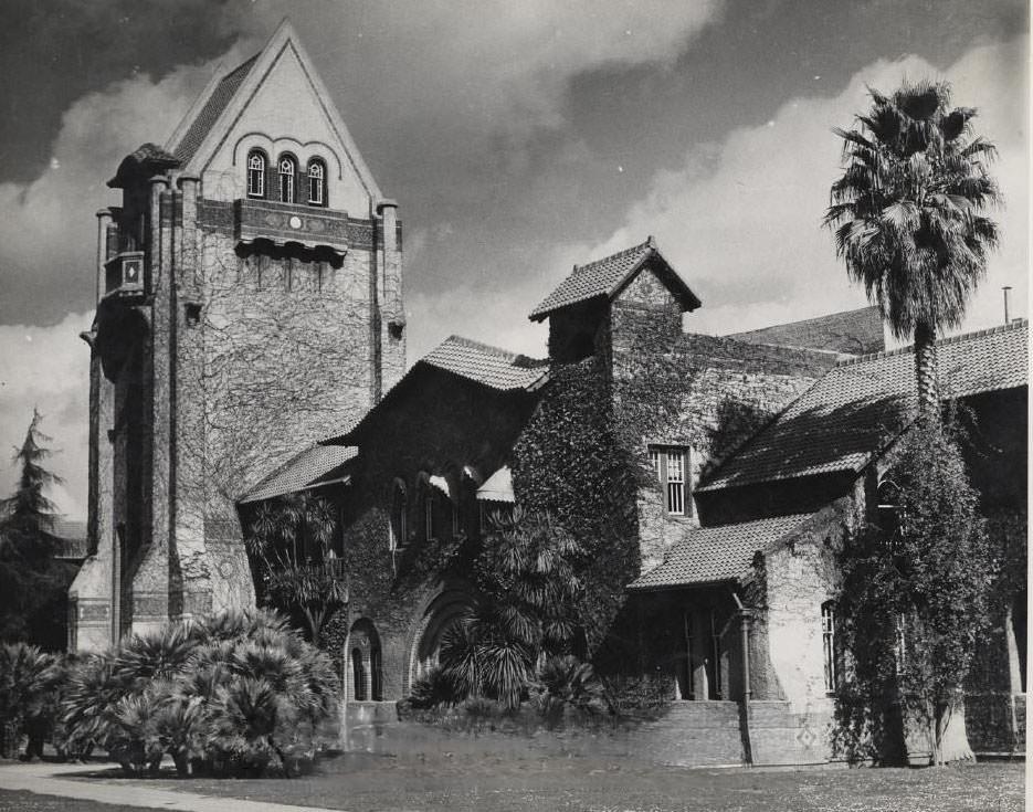 San Jose State College Tower and Bentel Hall, 1940s