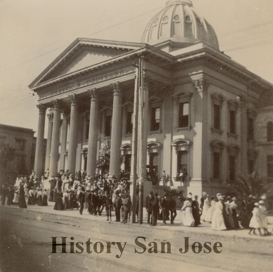 Court House, day Co. B went away, San Jose, 1898