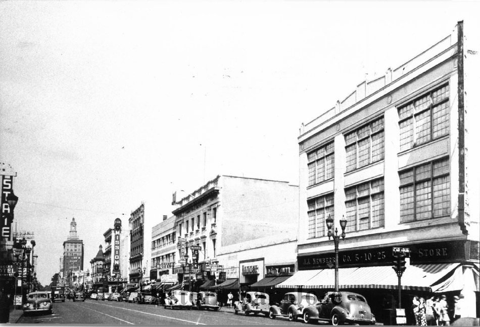 First St. San Jose, looking north from San Carlos Street, 1930s