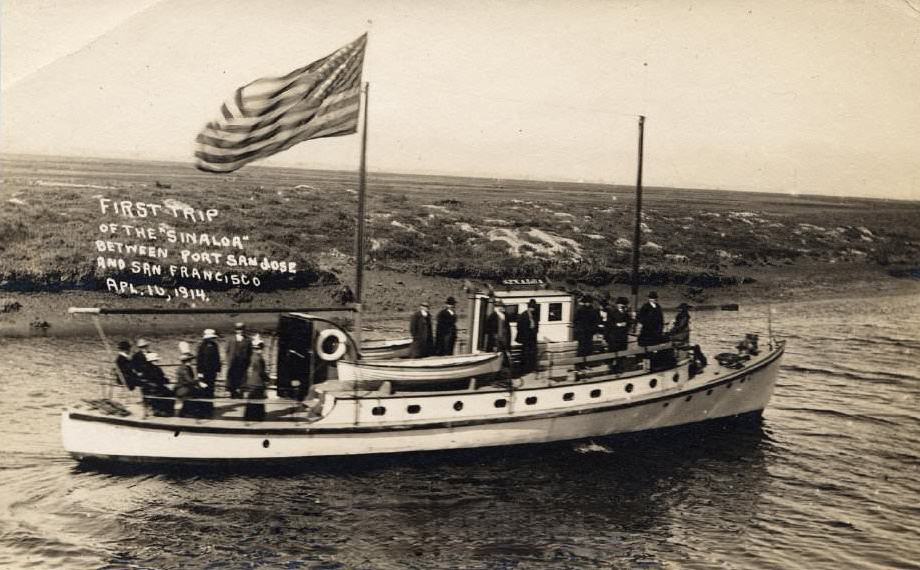 First trip of the ship Sinaloa between Port San Jose and San Francisco, April 16, 1914.