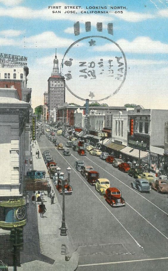 First Street, Looking North, San Jose, 1944