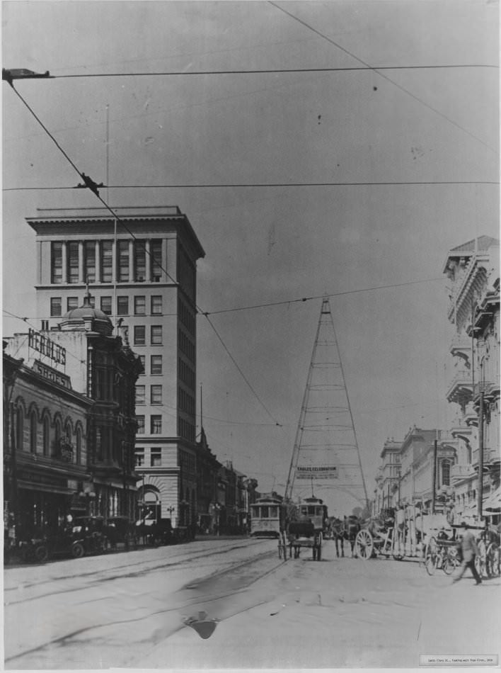 Santa Clara St., looking west from First, 1910