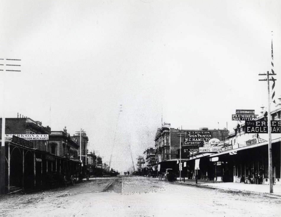 Santa Clara Street, between Second and Third, 1882