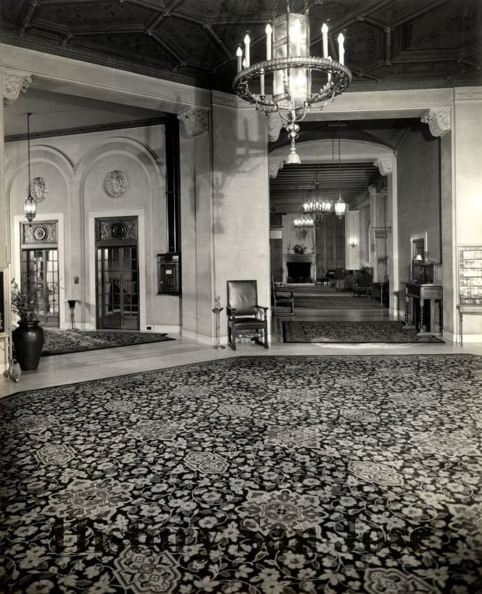 Hotel Sainte Claire Lobby, San Jose, 1937