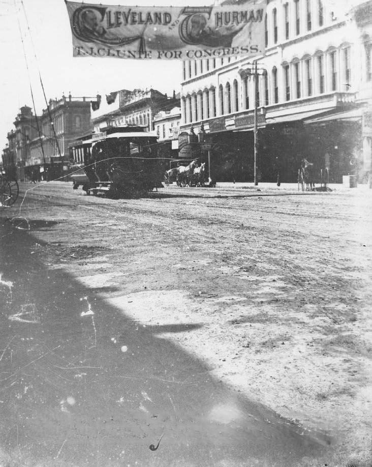 West Santa Clara Street looking toward Market Street San Jose, 1888