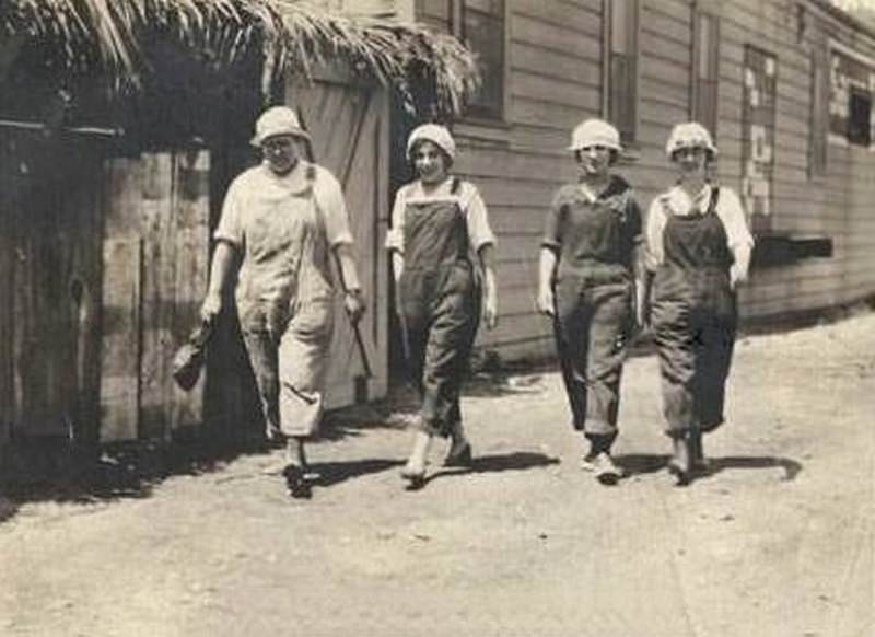 Velma Bernal, second from left, American Can Company, San Jose, 1919