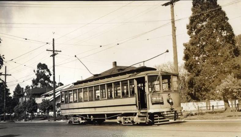 King Road trolley, San Jose, 1938