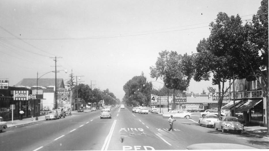 Looking north on The Alameda from the intersection with Race Street, August 9, 1957