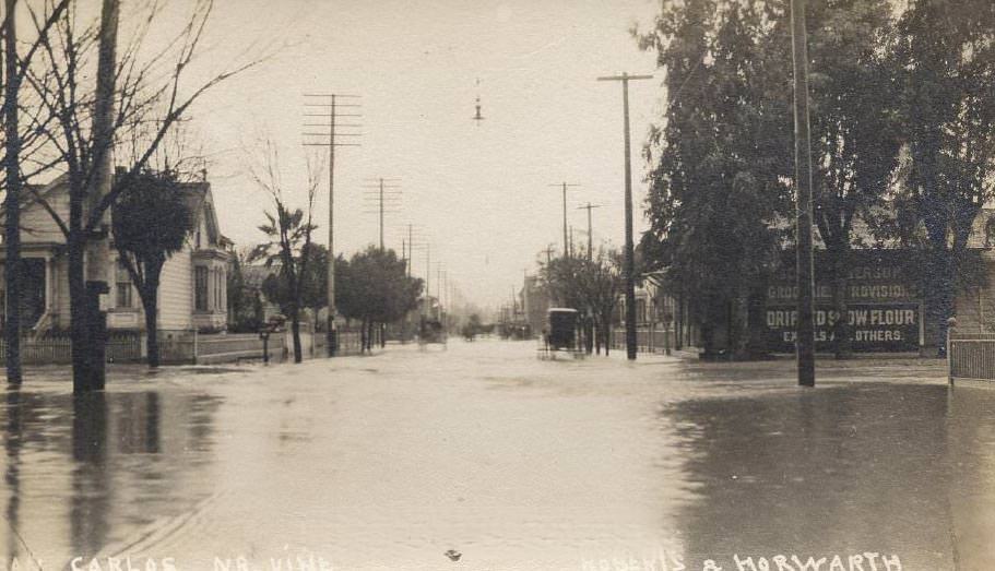 Flooding on San Carlos Street near Vine, March 1911