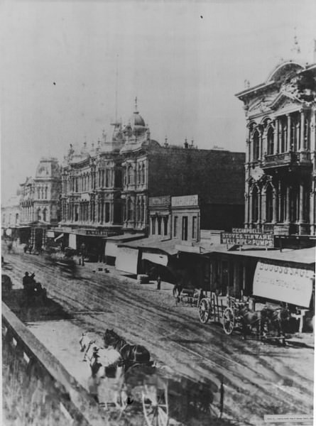 First St., looking north from El Dorado (Post), 1875