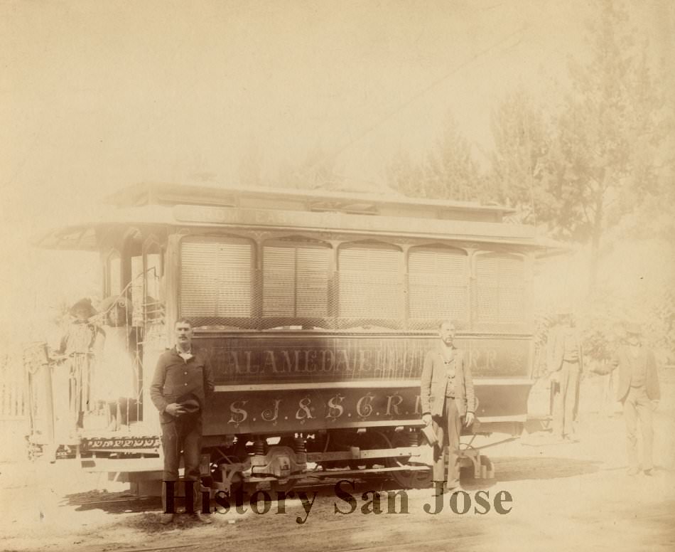 San Jose & Santa Clara Street railway car, 1890