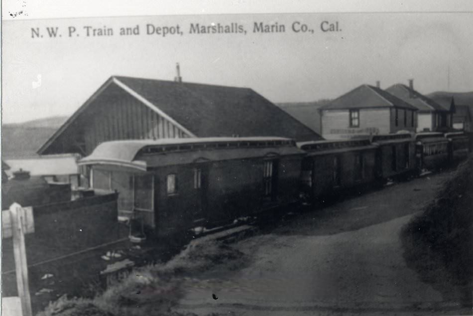 North-western Pacific Train and Depot, Marshall, 1915