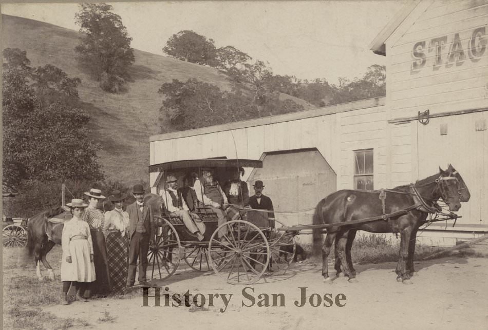 People Preparing for a Stage Ride, 1890s