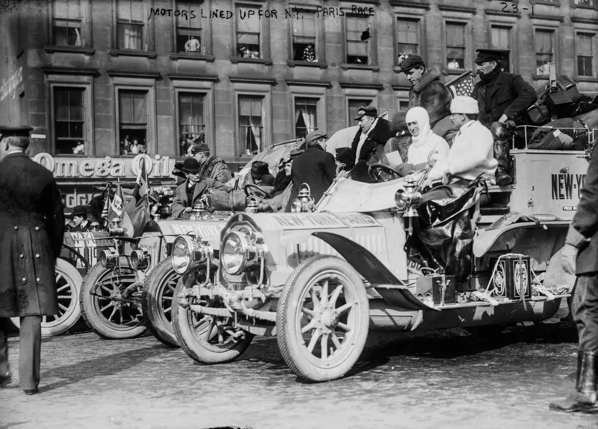 The racers line up at the starting point in Times Square.