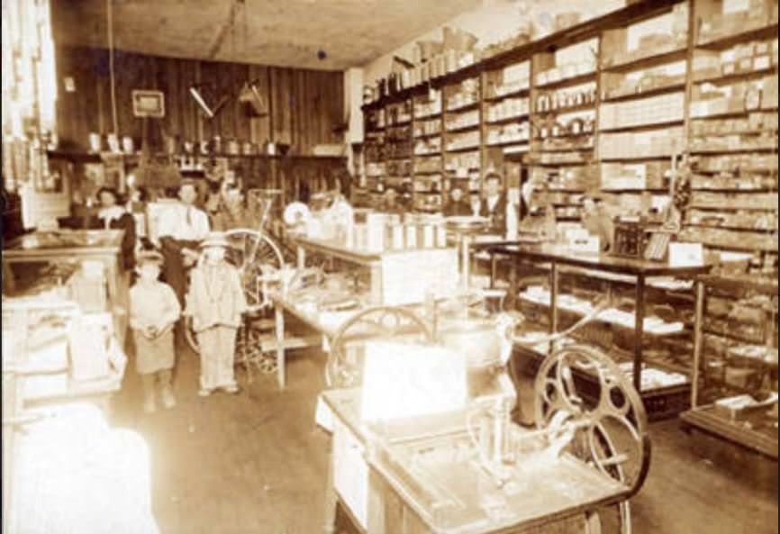 The interior of B.P. Youmans Hardware located on 8th and Washington Street in Vancouver, 1911