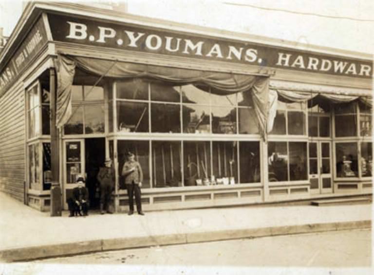 B.P. Youmans Hardware located on 8th and Washington Street in Vancouver, 1911