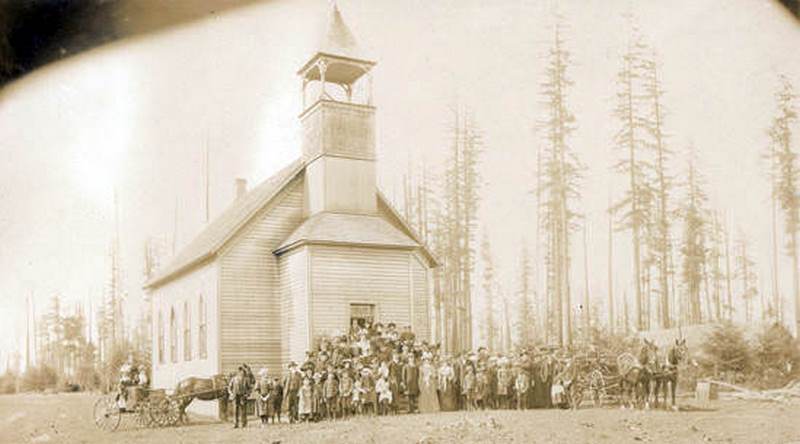 A wedding at a Brush Prairie Baptist church, 1900s