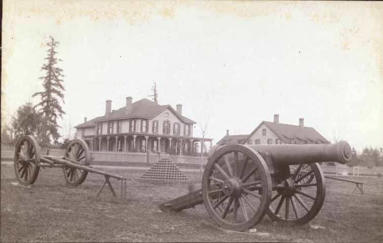 Cannon in Front of House on Officer's Row, 1890