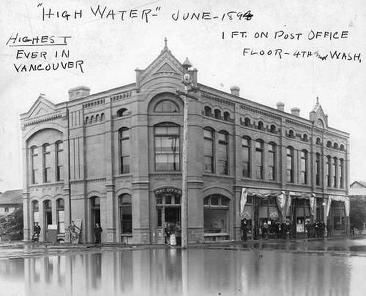 High Water Surrounding Vancouver Post Office, 1894