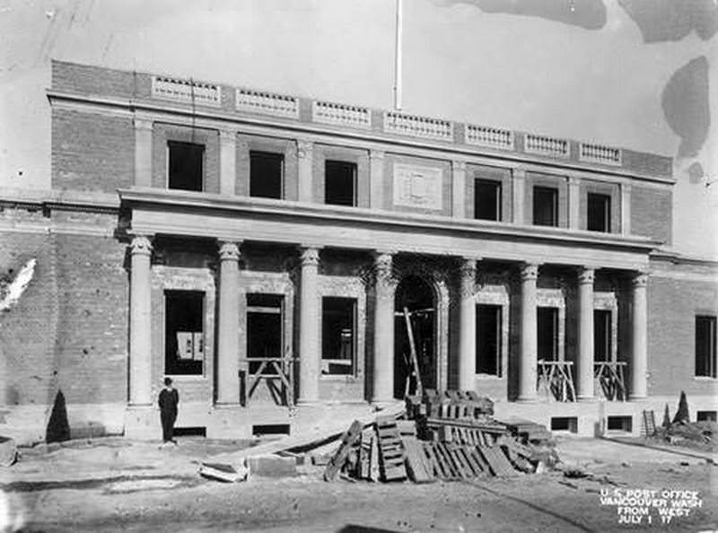 The Daniels Street Post Office in Vancouver representing its condition following construction on July 1, 1917.