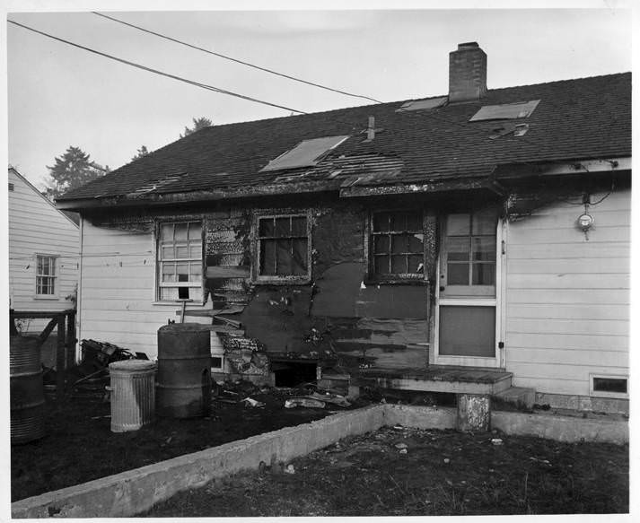 The aftermath of a house fire in Vancouver, 1940
