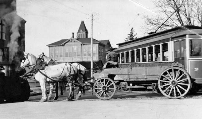 Horse drawn Coach at 11th and Franklin Streets in Vancouver, 1890