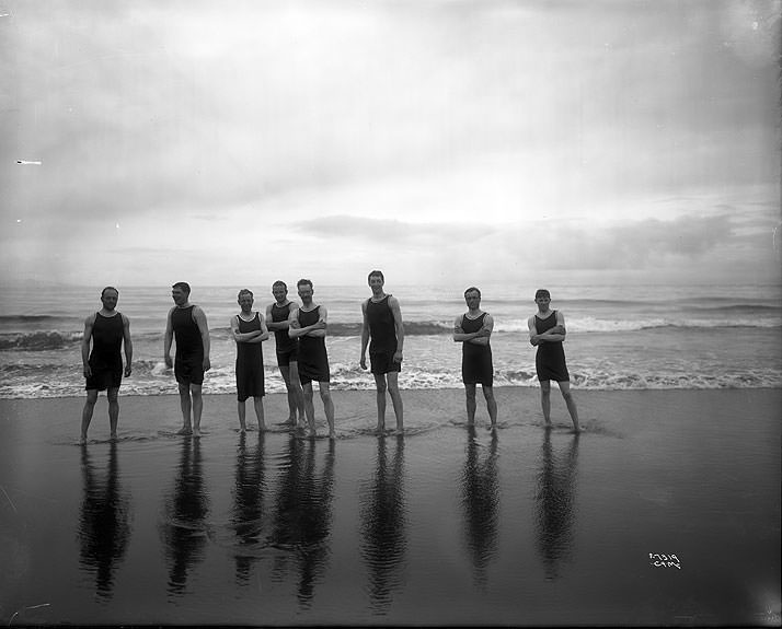 Male Swimmers near, Vancouver Island, 1913