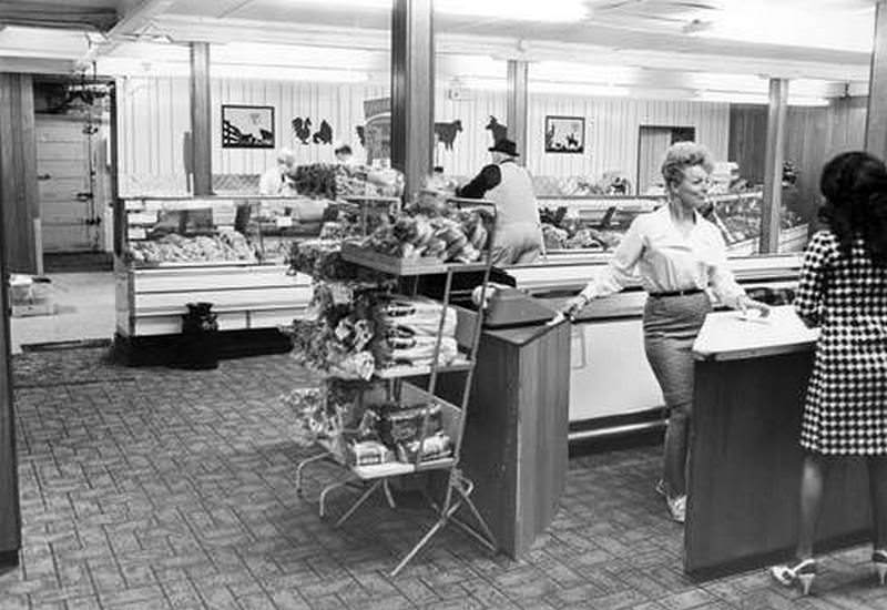 Interior of Jake's Market located at 4600 St. Johns Road in Vancouver, 1969
