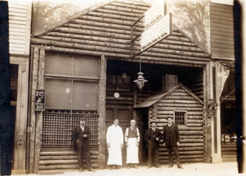 The exterior of the Log Cabin Tavern located at 502 Main Street in Vancouver, 1900s