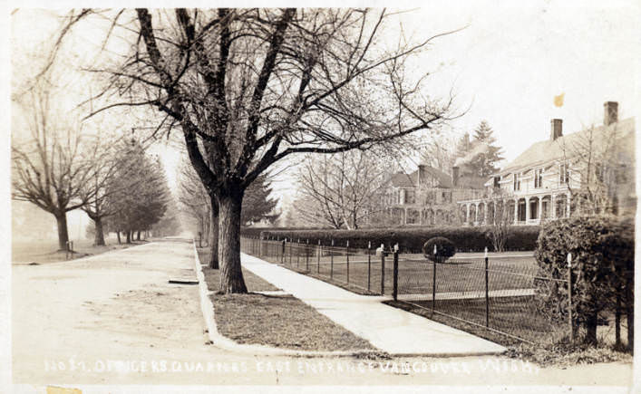 A view down Officer's Row at the Vancouver Barracks from the east entrance, 1914