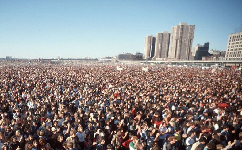 Anti-Nuke Rally & Concert At Battery Park City posite the World Trade Center twin towers, 1979