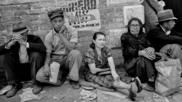 Families Waiting for Aid during the Great Depression