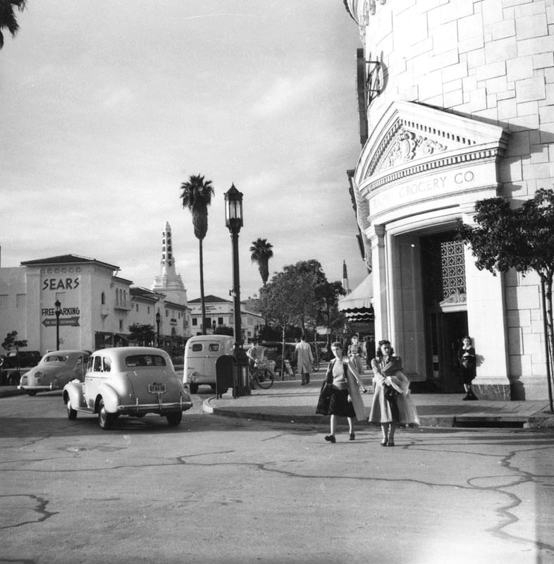 Shoppers on Lindbrook Drive in Westwood Village, home to a Sears and Ralphs supermarket.