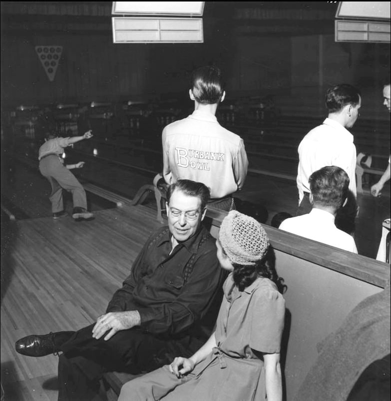 People gathered for a bowling tournament at Burbank Bowl.