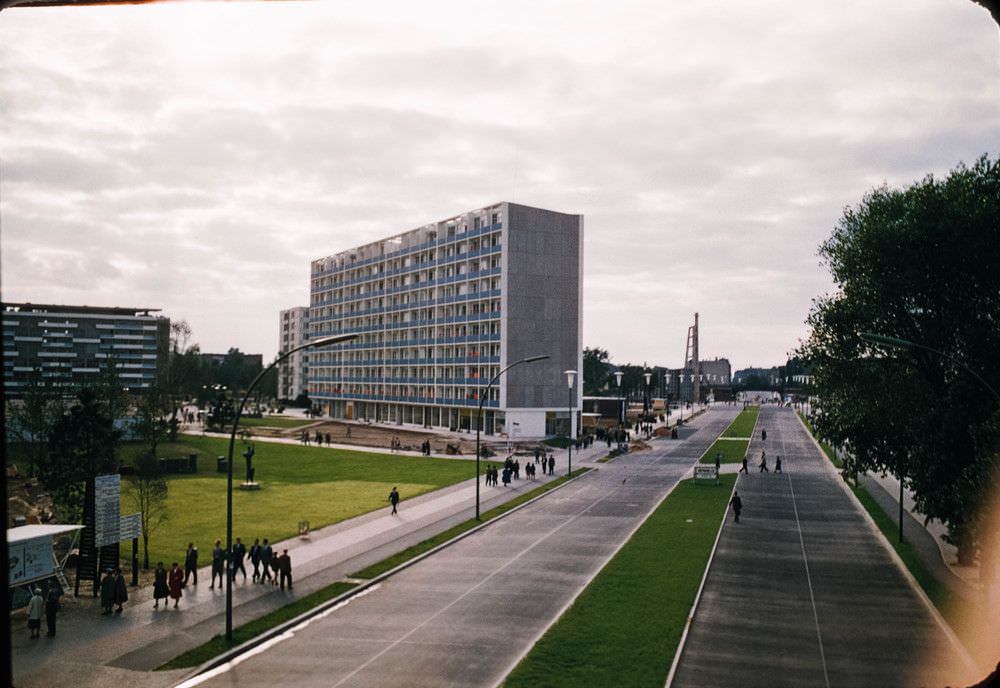 A shot of one of the many new Interbau buildings, constructed as part of the 1957 International Building Exhibition.