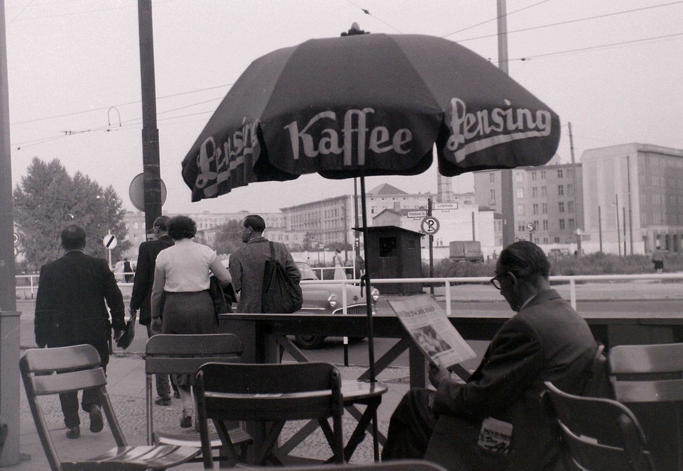 This cafe at Potsdamer Platz was just inside West Berlin, with the pavement in the West and the road in the East.