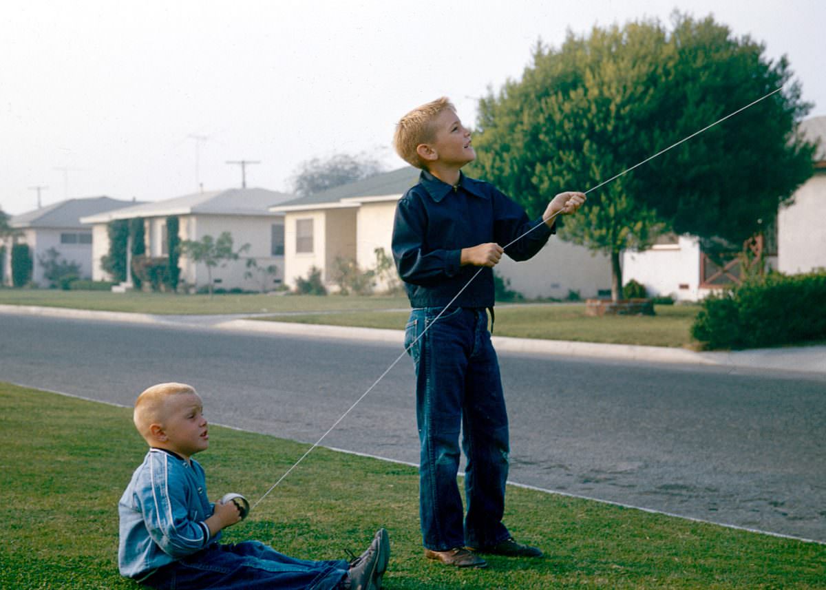Let’s Go Fly a Kite Me and my brother. Bellflower, California, 1955.