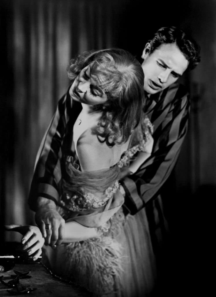 Actor Marlon Brando and Vivien Leigh on the set of the movie 'A Streetcar Named Desire' which came out in 1951.